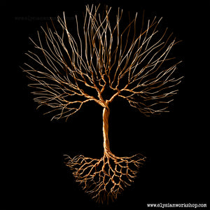 Large Handmade Copper Heart Wire Tree Wall Hanging Sculpture