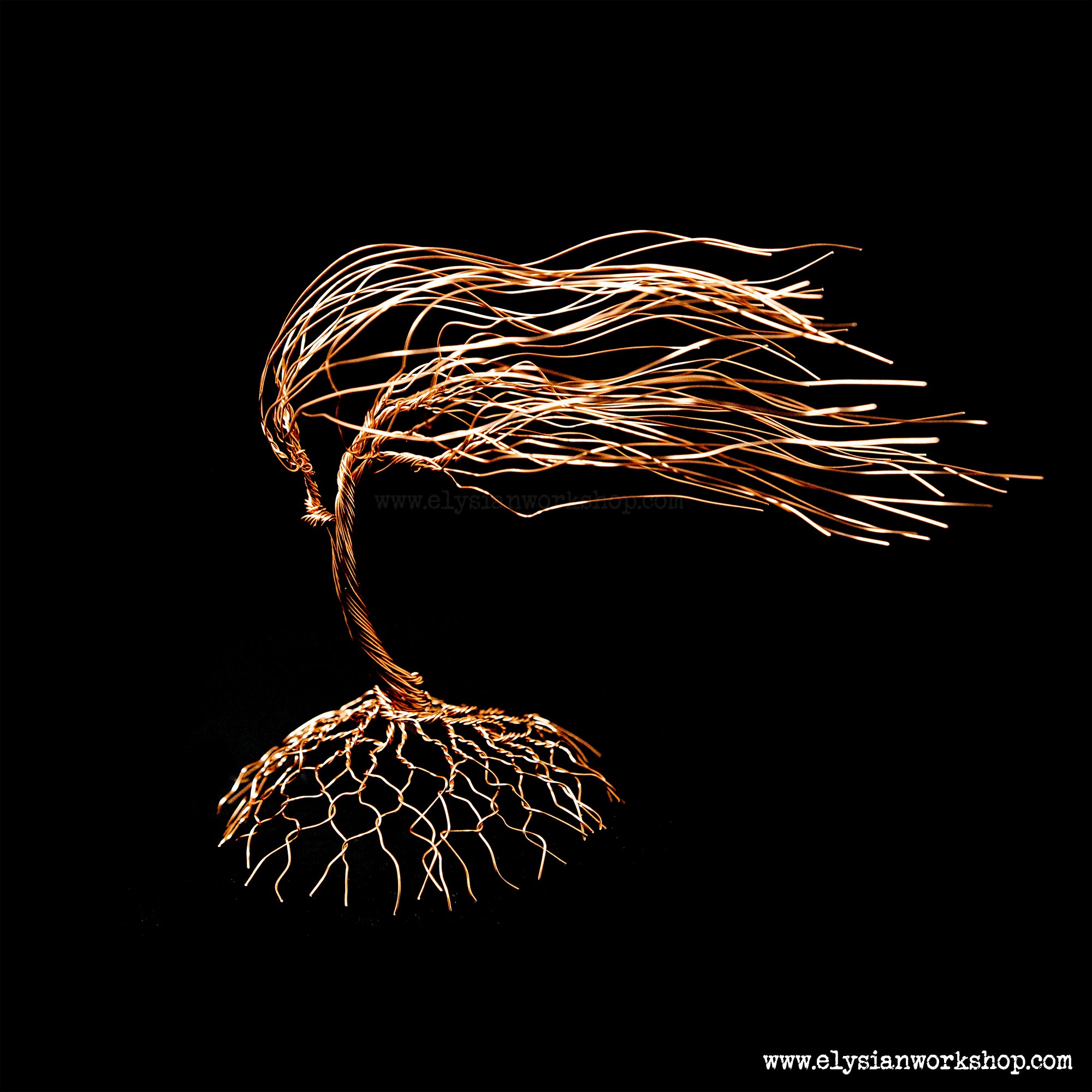 Medium Handmade Copper Wire Wind Swept Tree Sculpture
