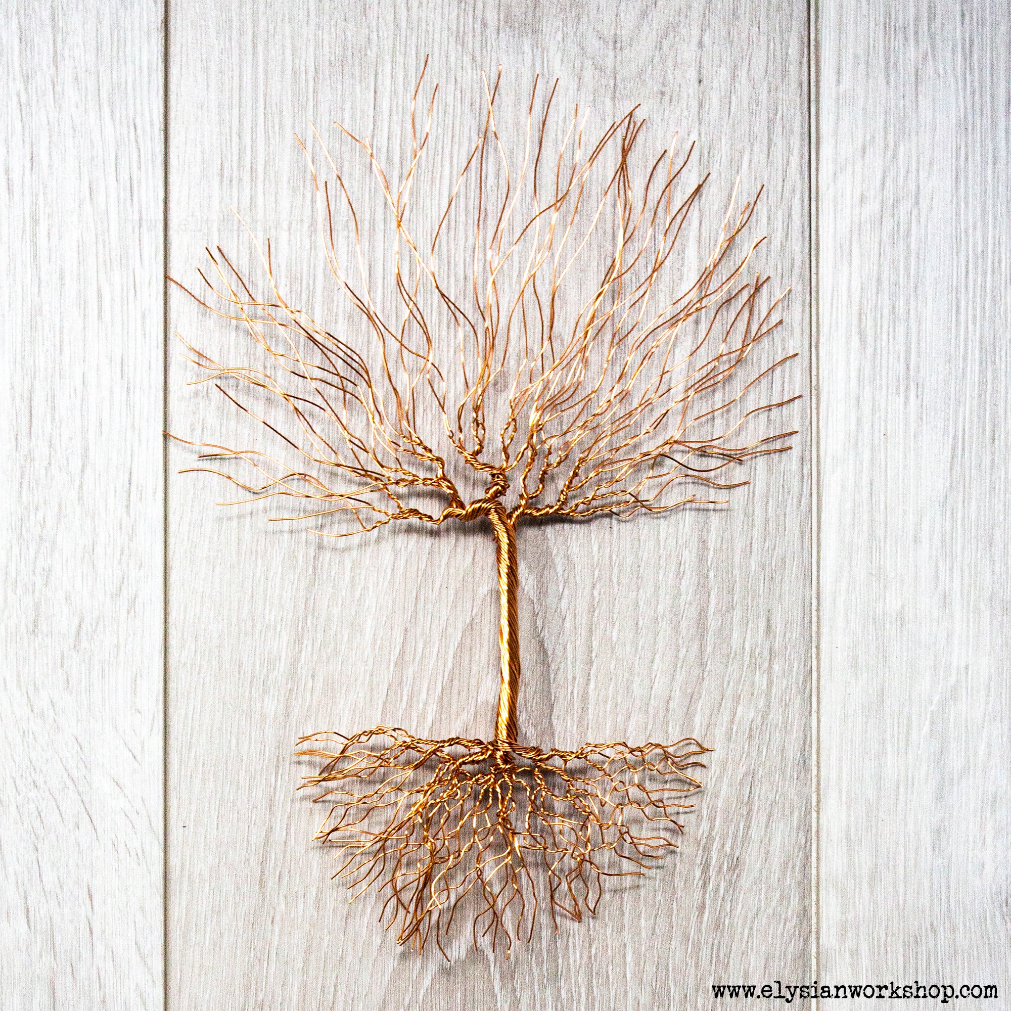 Medium Handmade Copper Heart Wire Tree Wall Hanging Sculpture