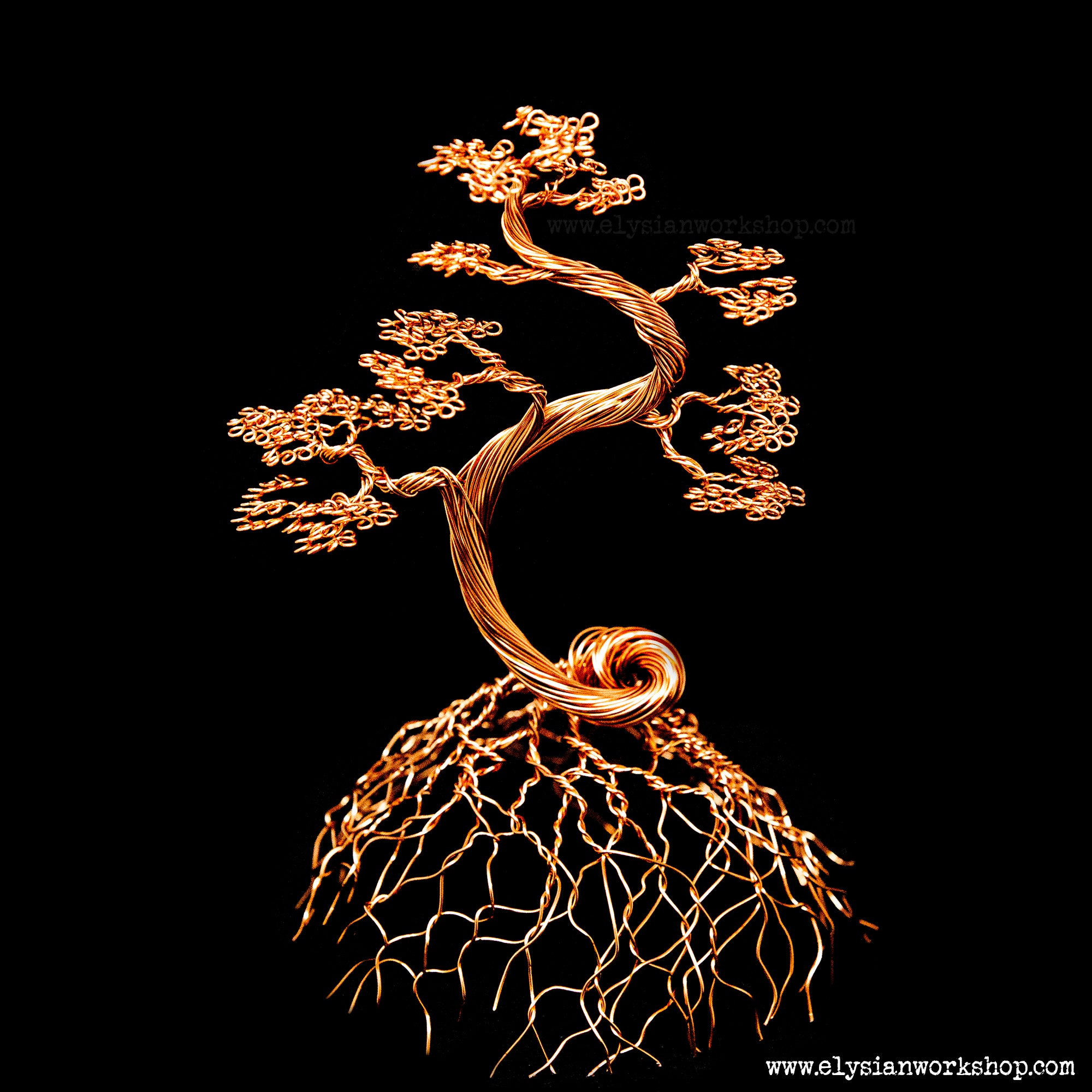 Large  Handmade Copper Wire Bonsai Tree Sculpture