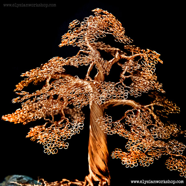 Extra Large Wire Copper Cedar Tree Sculpture set on Ohko Stone.