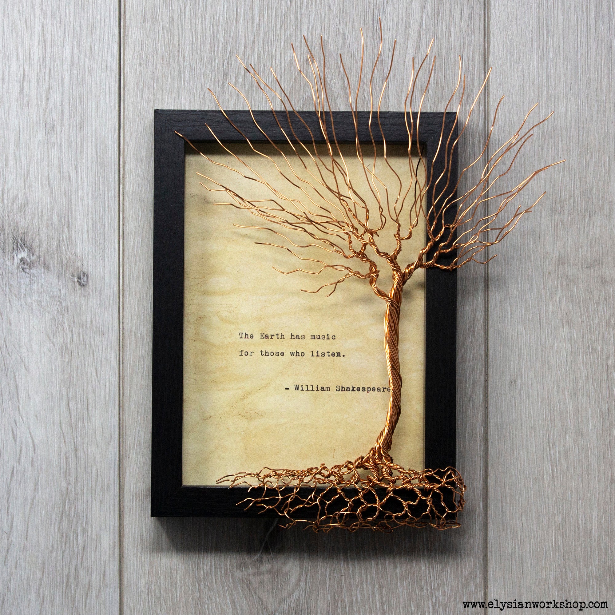 The Earth has Music for Those who Listen William Shakespeare Hand Typed and Aged Page in Frame