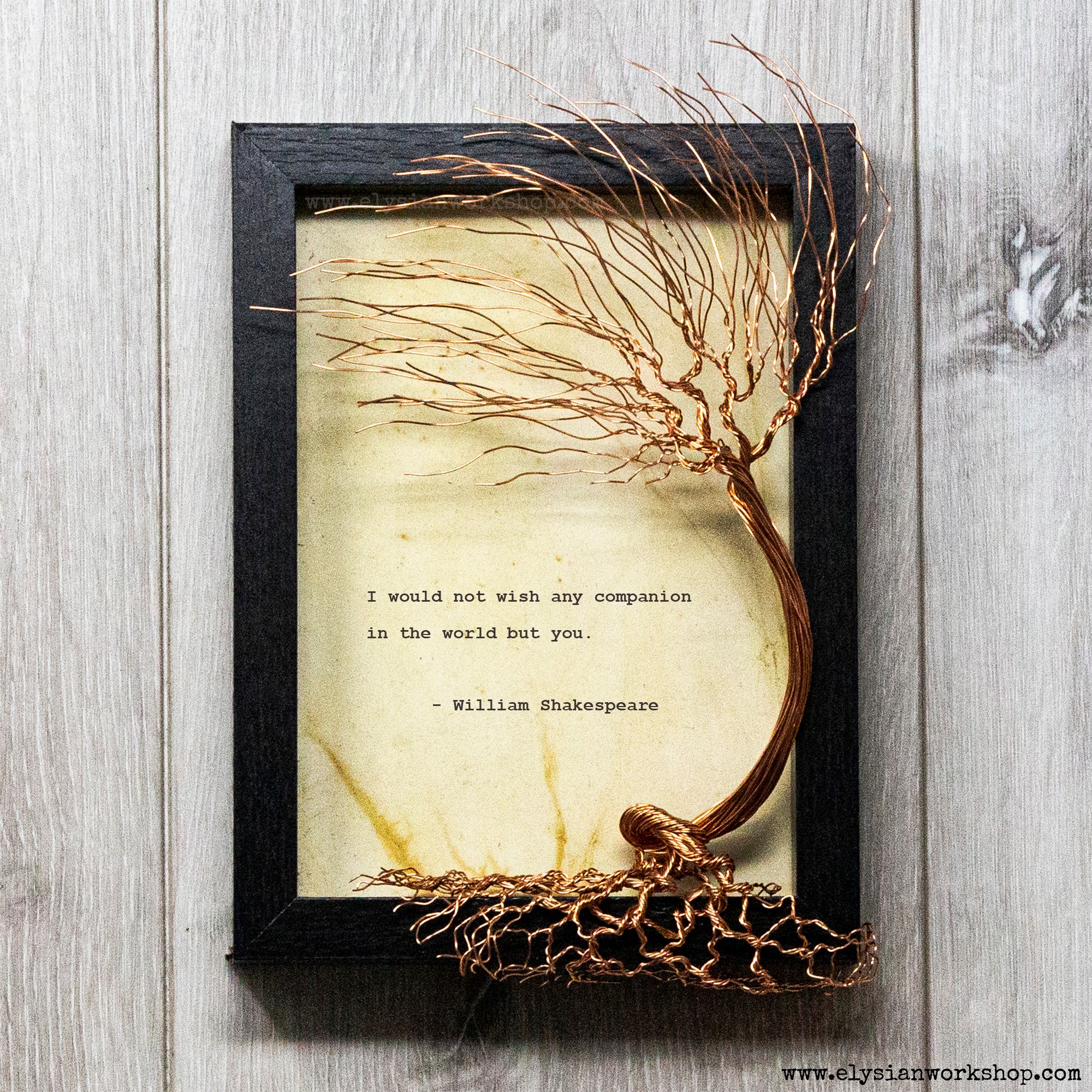 I would not wish any companion in the world but you William Shakespeare Hand Typed and Aged Page in Frame